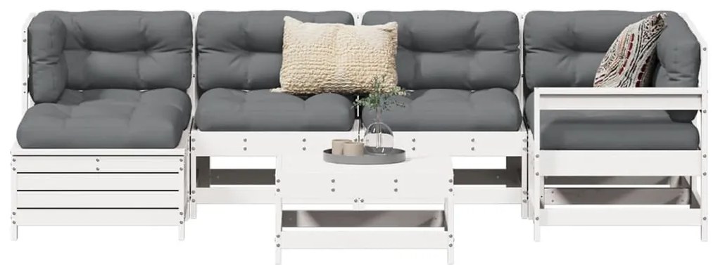 vidaXL fehér 7 részes tömör fenyőfa kerti kanapészett