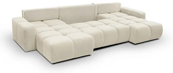 ALMADA U alakú kárpitozott ülőgarnitúra, ággyá alakítható, tárolóhellyel, bézs