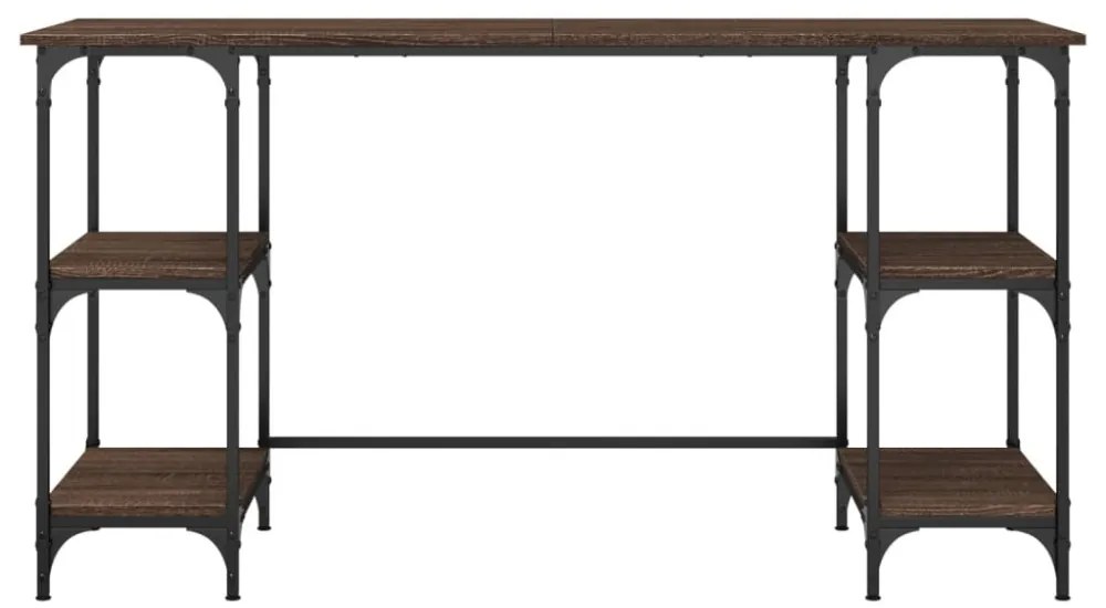 barna tölgyszínű fém és szerelt fa íróasztal 140 x 50 x 75 cm