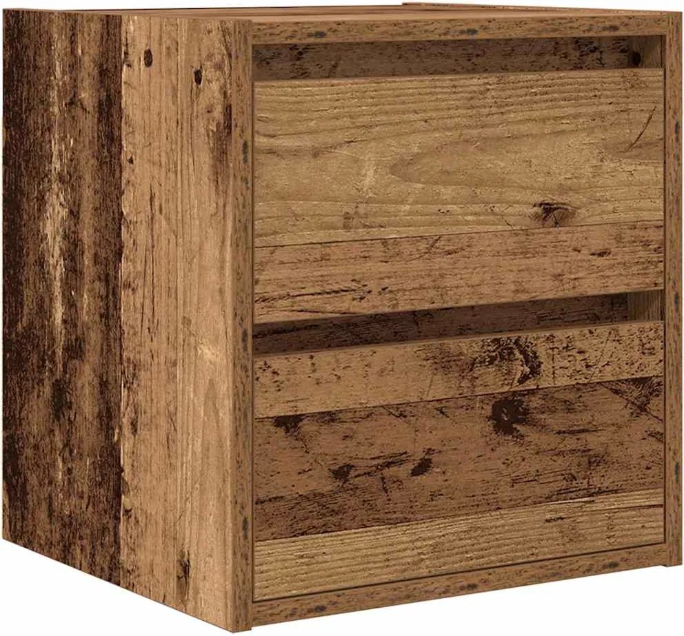 vidaXL antik fa színű falra szerelhető éjjeliszekrény 38x34x40 cm