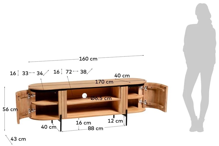 Natúr színű mangófa TV-állvány 160x56 cm Licia – Kave Home