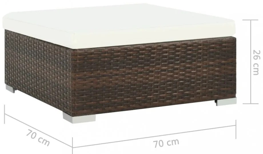 7-részes barna polyrattan kerti bútorszett párnákkal