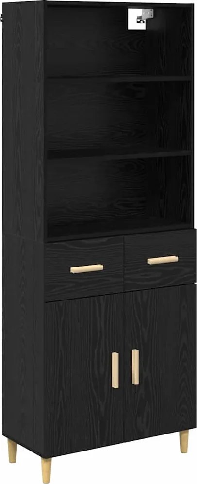 vidaXL Magasfiú fiókkal Fekete tölgy 69,5 x 32,5 x 180 cm Faanyag