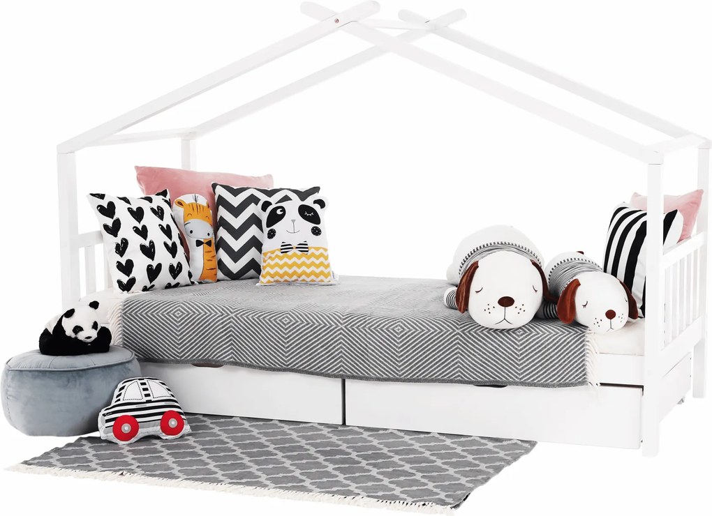 Ágy 2 konténerrál, fehér, ELISIA