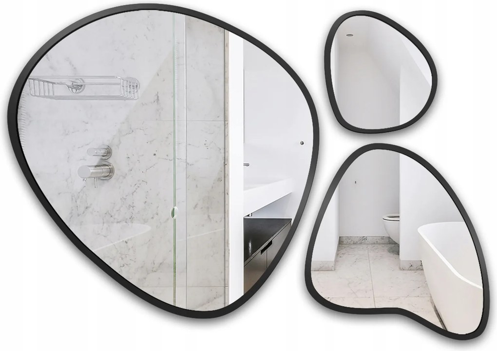 Flora három darabos organikus tükör szett fekete keretben 150x101cm