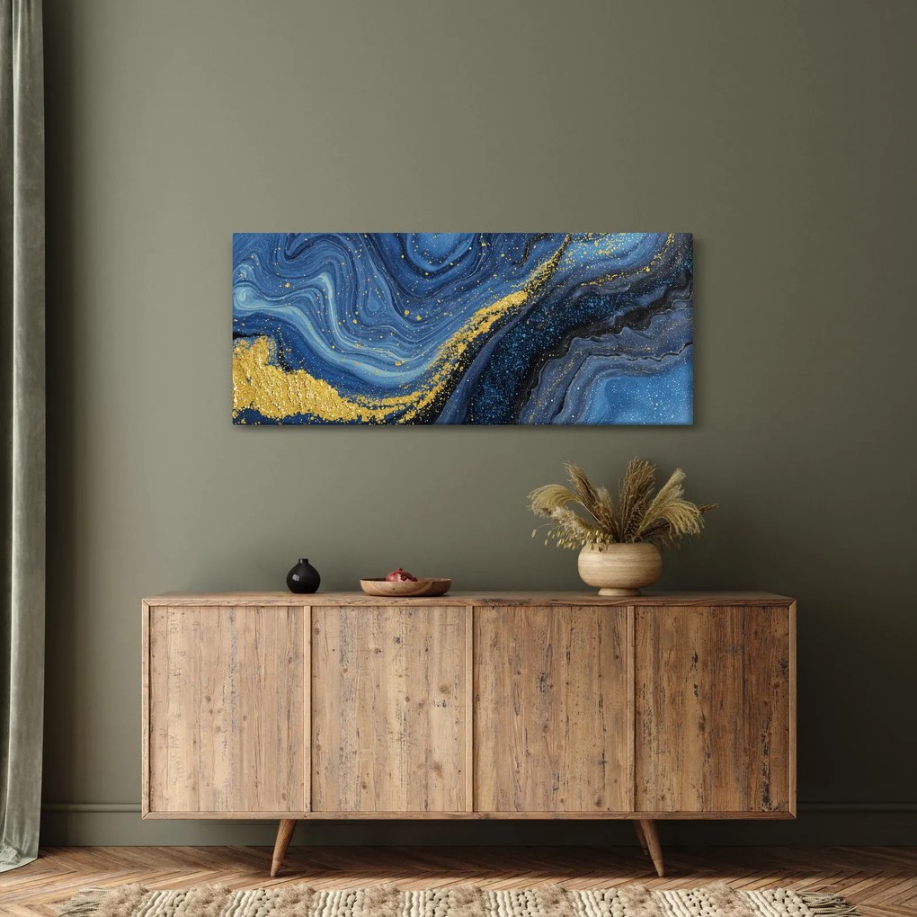 Kép - Kék-arany absztrakció (120x50 cm)