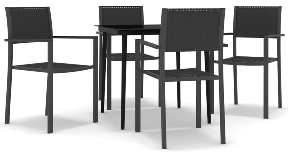 5 részes fekete kerti étkezőgarnitúra