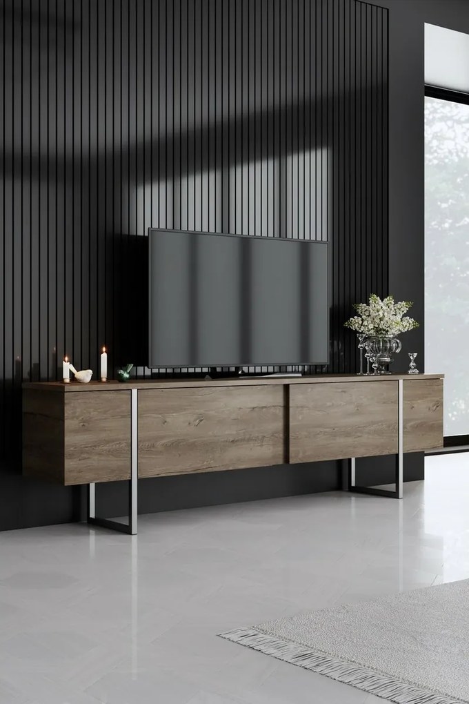 Luxe Walnut and Silver TV-asztal