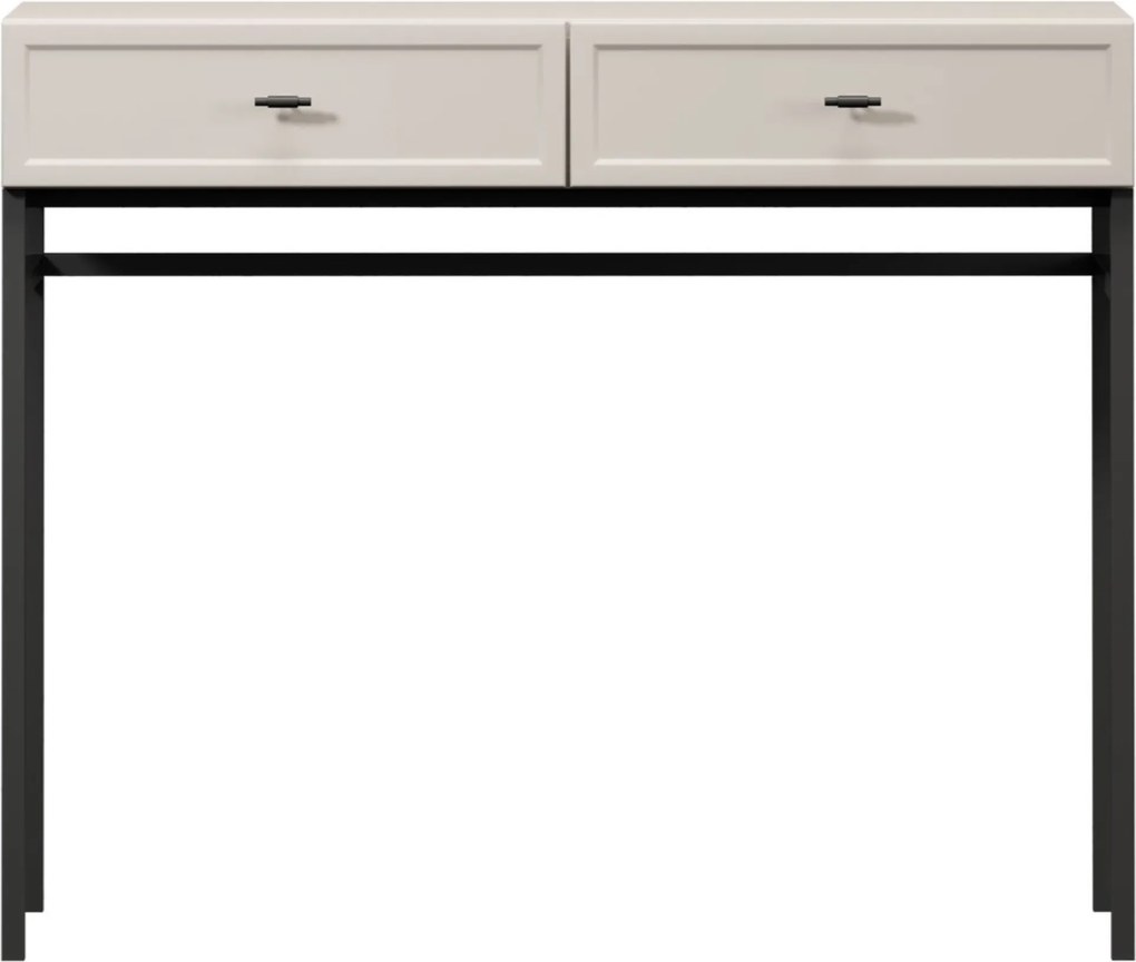 Lorini konzolasztal 100 cm fiókokkal - kasmír / fekete T-bar fogantyúk / fém váz