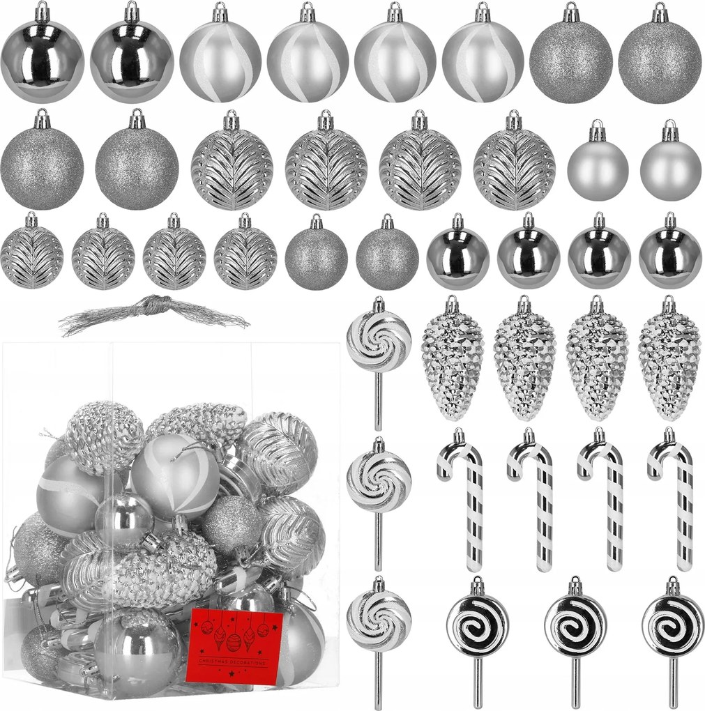 Karácsonyfadísz 40 db-os Karácsonyfa 14cm Törhetetlen Medál Szett