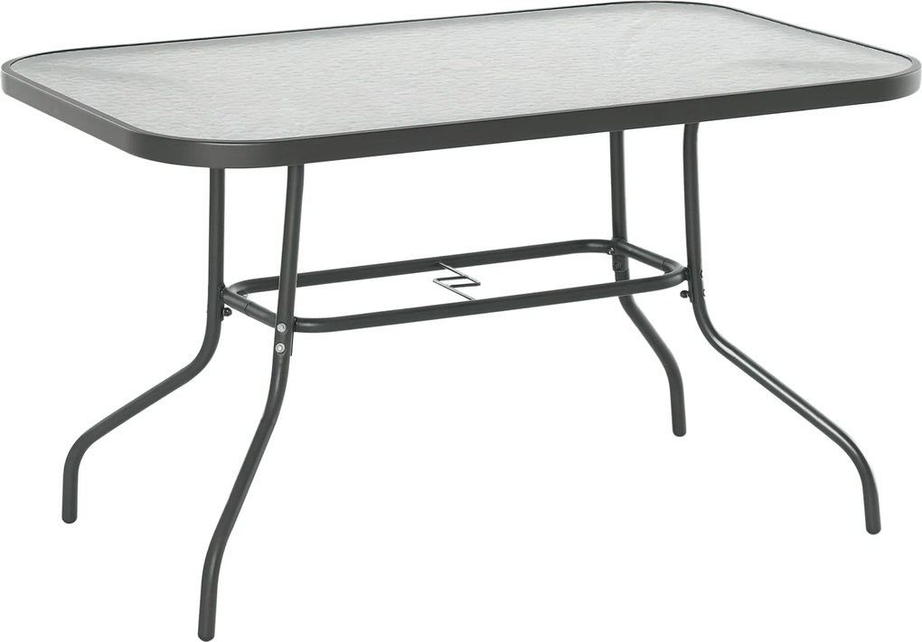 Outsunny Kerti Asztal Bistro Asztal Terasz Asztal Kerti Oldalsó Asztal Bistro Asztal Kerti Bútor Üvegtetővel Napernyő Nyílással Edzett Üveg + Fém Söté