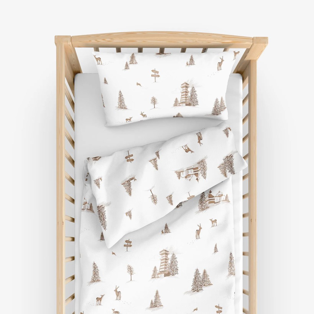 Goldea gyermek pamut ágyneműhuzat kiságyba - hegyvidéki táj 90 x 130 és 40 x 60 cm