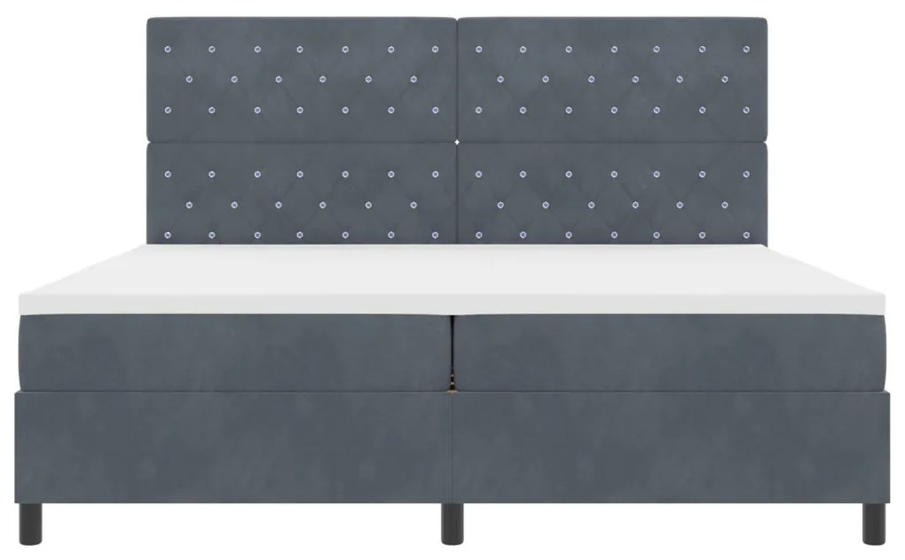 Boxspring Ágy Mattal Sötétszürke 200x200 cm Bársony