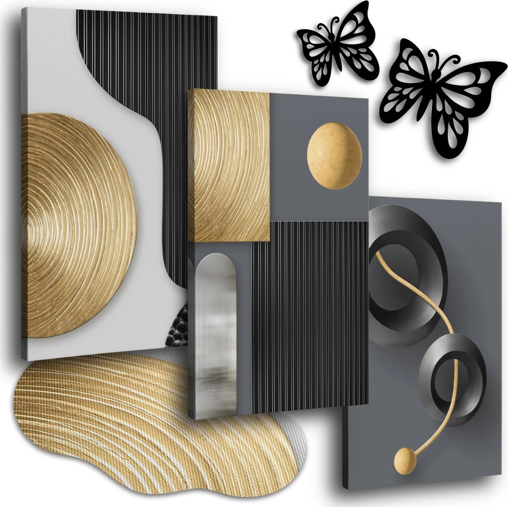 Geometrikus Vászonkép 150x70 cm Nappali Falikép Arany 3X