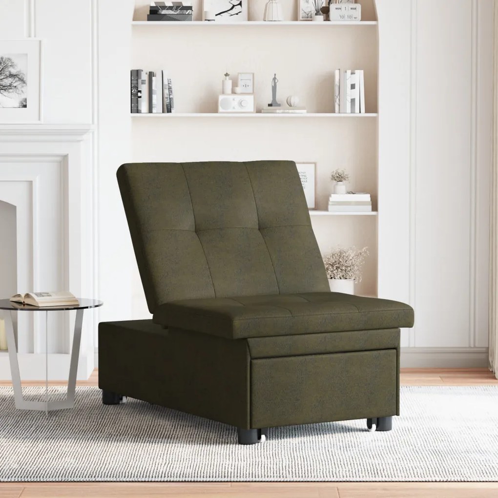 Sofa Bed 3-az-1 Kihúzható dizájn Sötétszürke Műsuede bőr