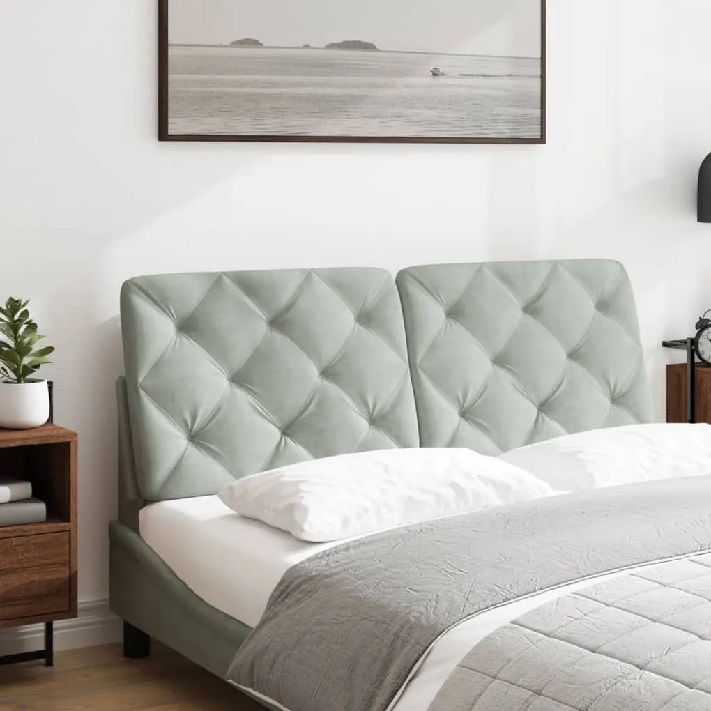 világosszürke bársony fejtámla párna 140 cm