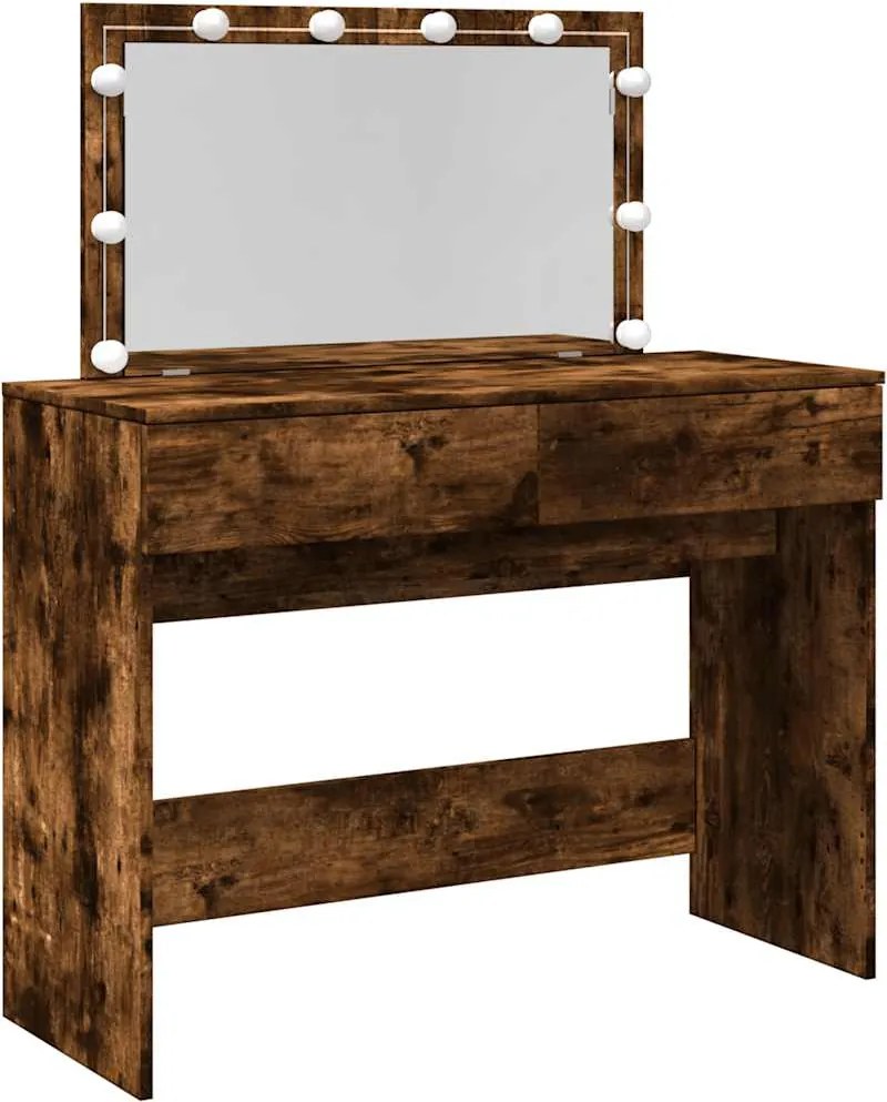 vidaXL füstös tölgy színű fésülködőasztal LED-del 100 x 40 x 120 cm