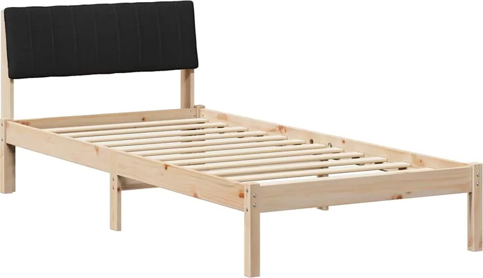 vidaXL Ágykeret fejtámlával Barna és fekete 90 x 190 cm Tömör fenyőfa