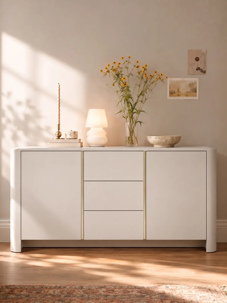Sorrenti komód 168 cm fiókokkal – kasmír / arany