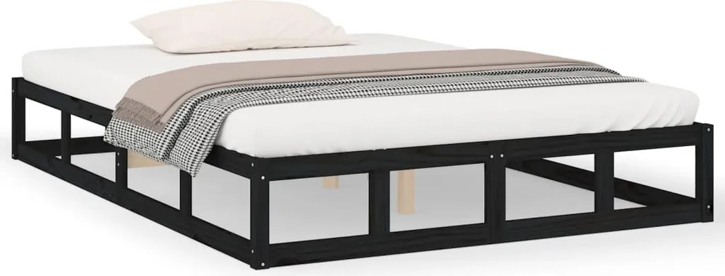 vidaXL fekete tömör fa ágykeret 200 x 200 cm
