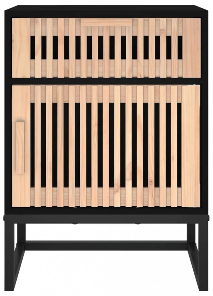 2 db fekete szerelt fa és vas éjjeliszekrény 40x30x55,5 cm