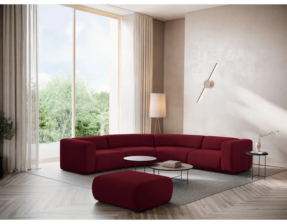 Borvörös bársony sarokkanapé Ekahi – Makamii