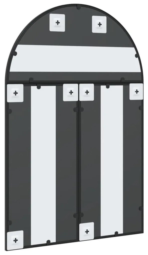 fekete ívelt vas fali tükör 60x90 cm