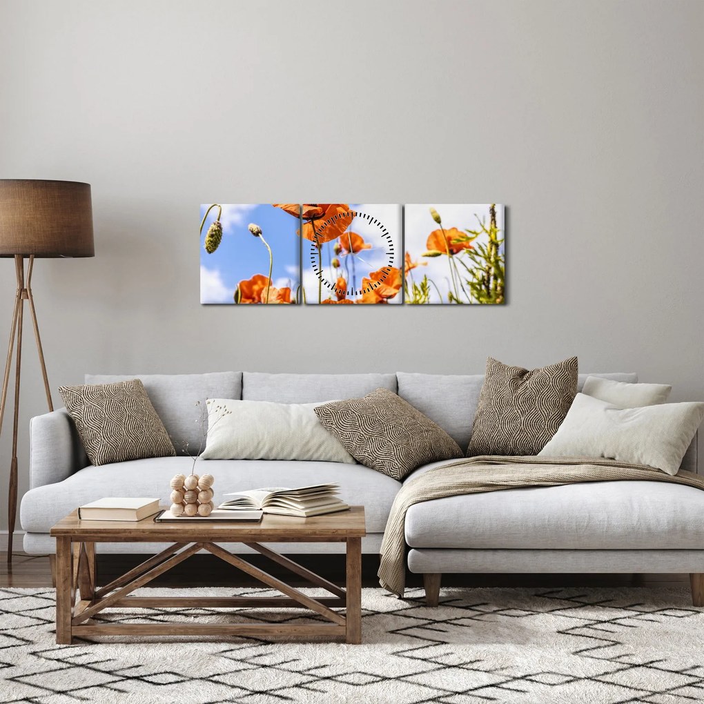 Pipacsok képe (órával) (90x30 cm)