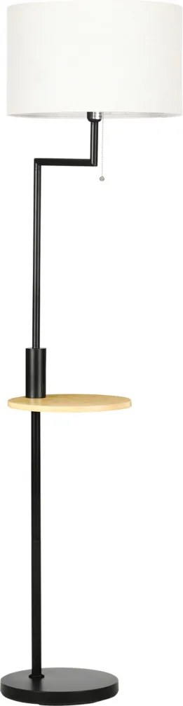 HOMCOM Állólámpa polccal, állólámpa, láncos fogantyú, E27, 40W, bambusz, natúr-fekete