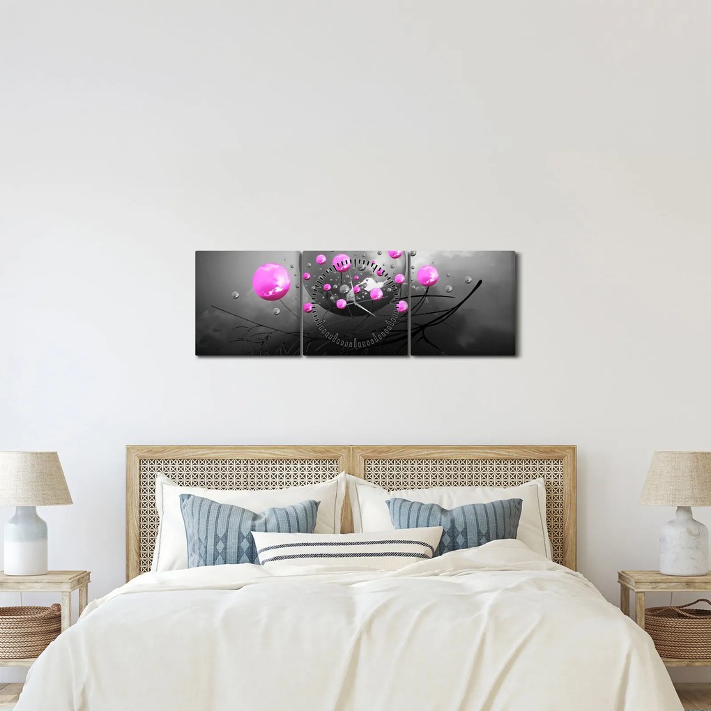 Rózsaszín gömbök képe (órával) (90x30 cm)