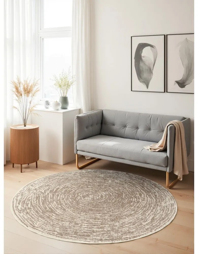 Bézs-krémszínű kerek szőnyeg ø 120 cm Gloria Cavallo – Hanse Home