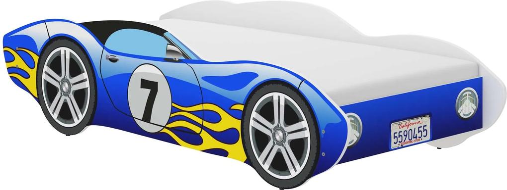 CORVETTA autós gyerekágy 160x80cm kék - ajándék matraccal