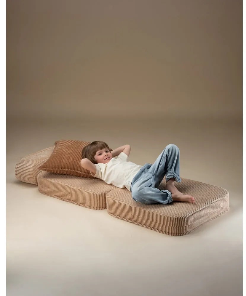 Világosbarna kordbársony gyerek fotel Flip – Wigiwama