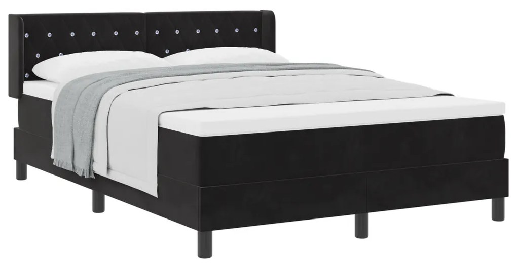 Boxspring Ágy Matrac Kárpit Fekete 140x200 cm