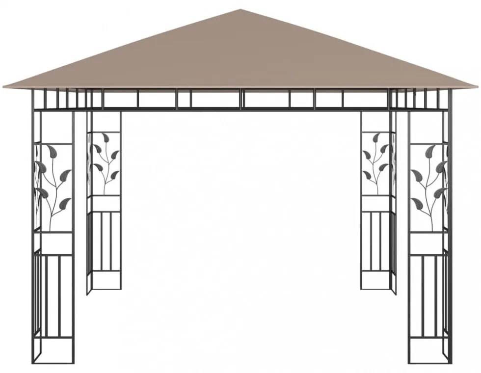 tópszínű pavilon szúnyoghálóval/LED fényfüzérrel 3 x 3 x 2,73 m