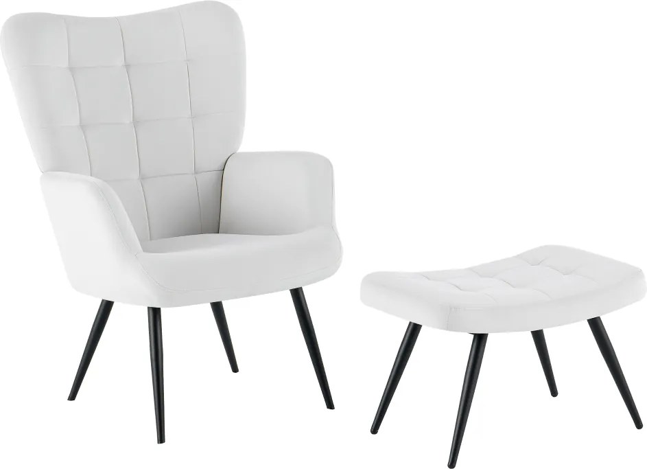 Fotel lábtartóval, világos szürke Velvet szövet/fekete, HABEN