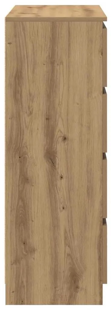 kézműves tölgy színű szerelt fa tálalószekrény 80x35x99 cm