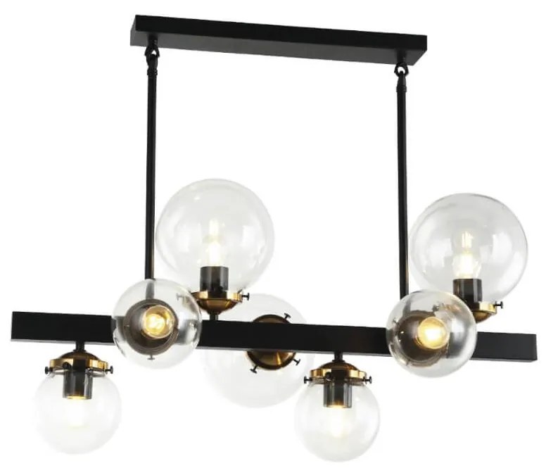 Klausen 106003 - Csillár rúdon HYPERION 7xE27/7W/230V fekete/átlátszó