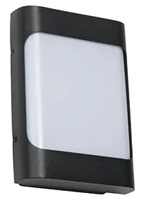 Design kültéri fali lámpa fekete LED-del IP44 szürkületi érzékelővel - Khuvan