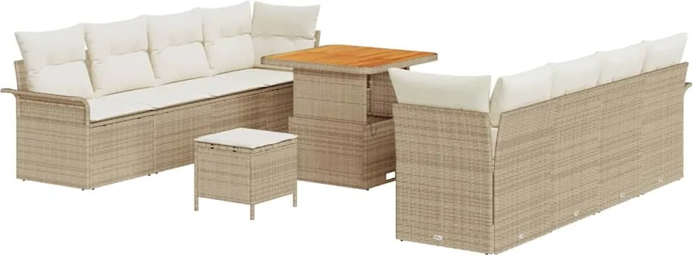 vidaXL Kerti Kanapé Szett párnával tárolóval 11 pcs Beige és krém