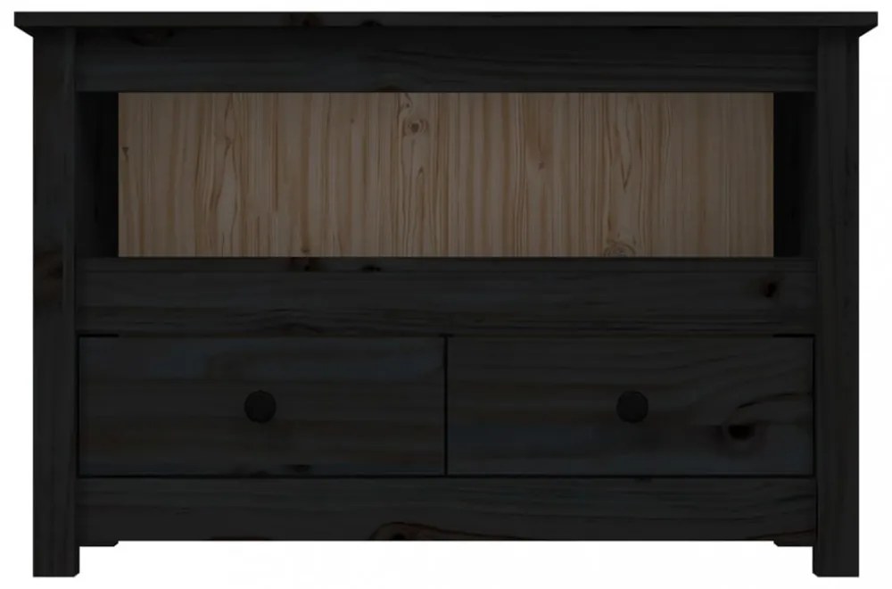 fekete tömör fenyőfa TV-szekrény 79 x 35 x 52 cm