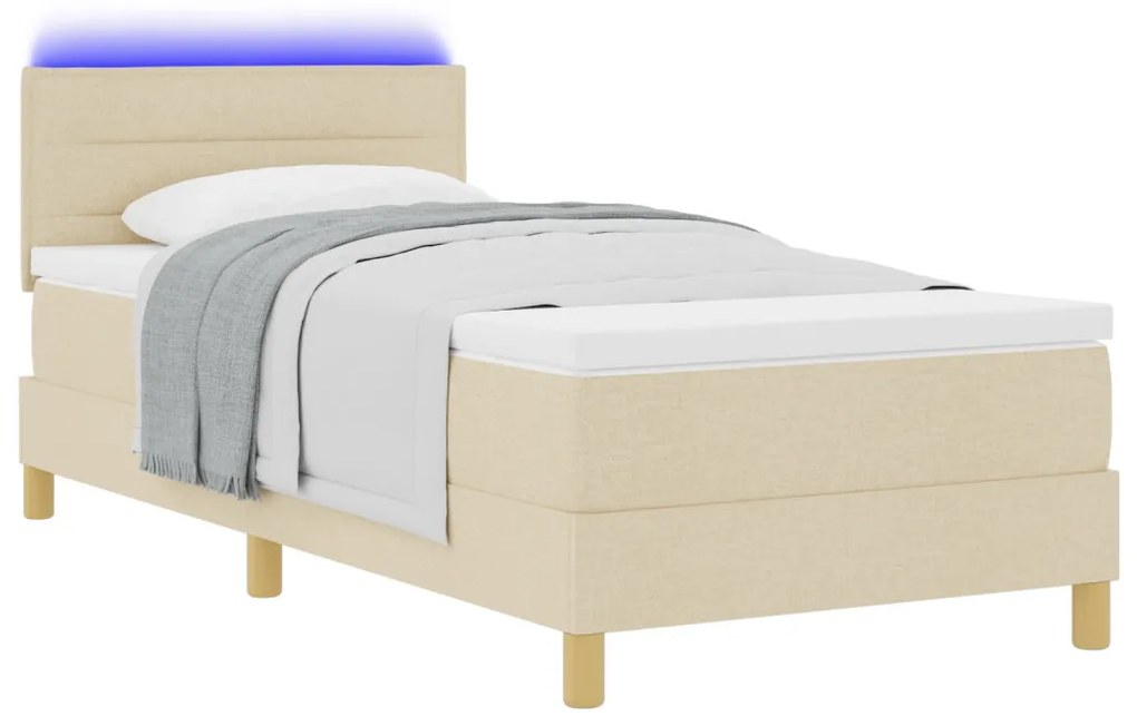Box Spring Ágy Matraccal & LED Krém 100x200 cm Szövet