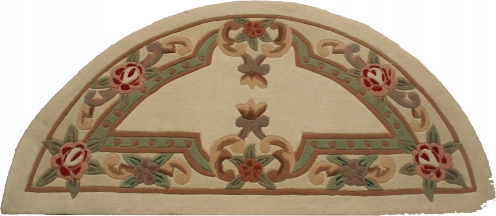 Aubusson gyapjú szőnyeg 69x137 cm krémszínű félhold mintával