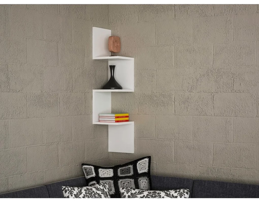 Sarki fali polc CORNER 105,4x25 cm fehér