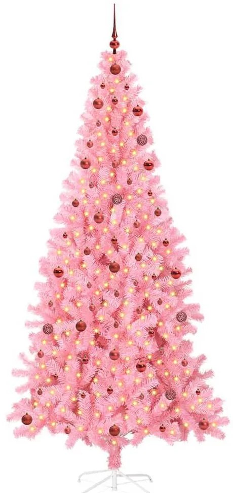 Karácsonyfa 300 LED-del állvánnyal Rózsaszín 240 cm PVC