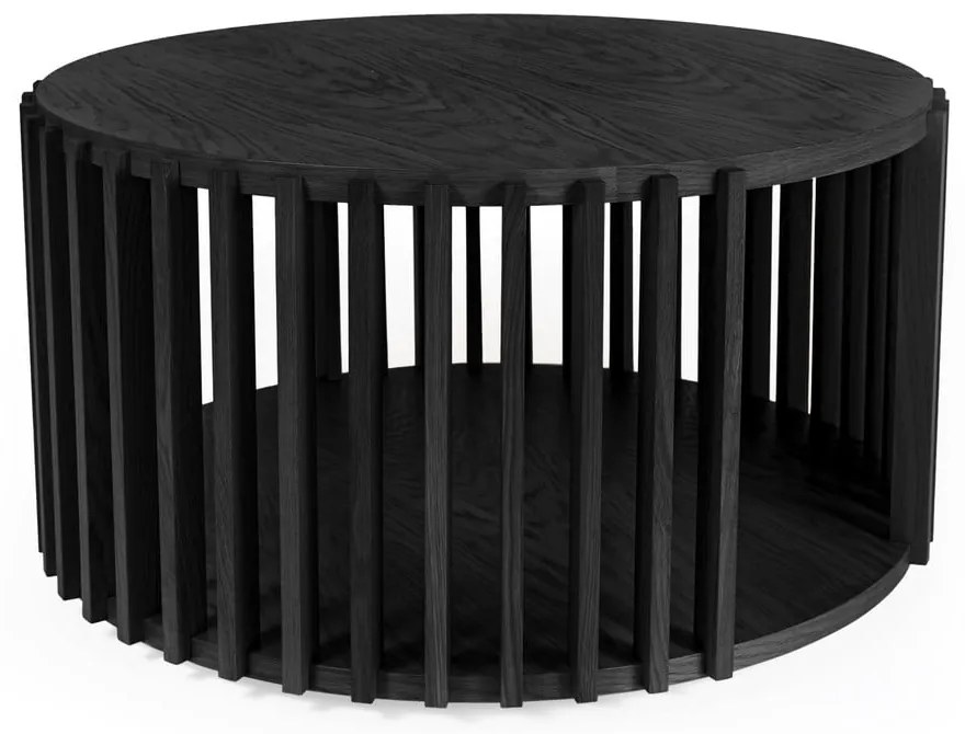 Drum fekete tölgyfa dohányzóasztal, ø 83 cm - Woodman
