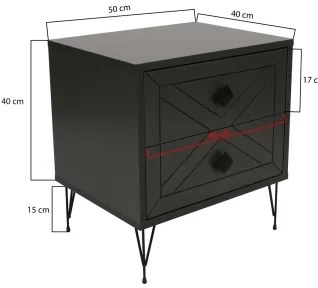 Éjjeliszekrény LUNA 55x50 cm antracit/fekete