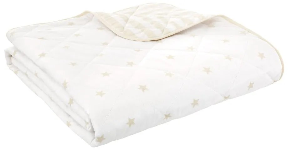 Fehér-bézs pamut steppelt gyerek ágytakaró 135x190 cm Mini Star & Stripes – Bianca