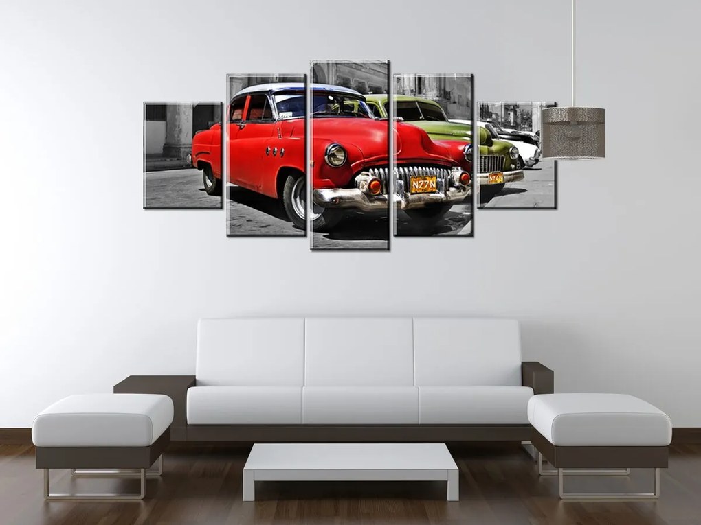 Gario Vászonkép Kubai taxi - 5 részes Méret: 150 x 70 cm