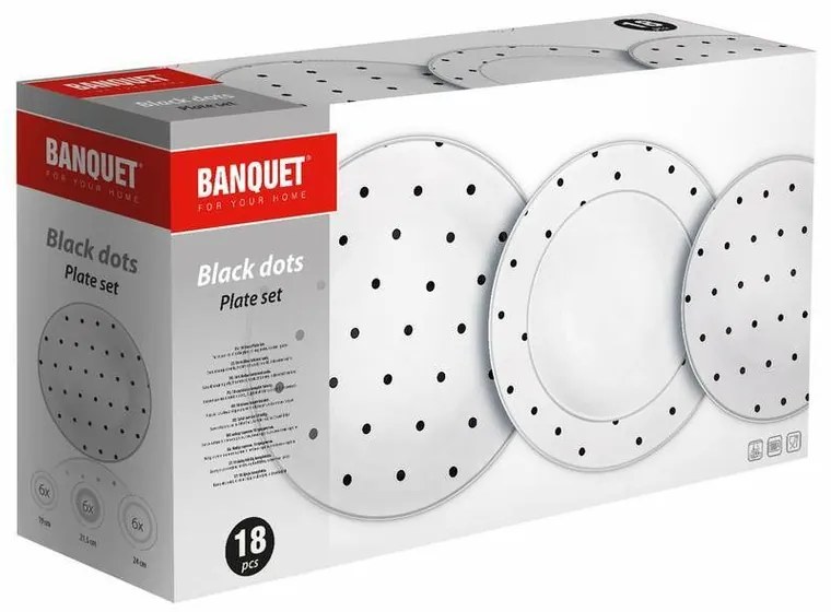 Bankett 18 részes étkezőgarnitúra Black Dots